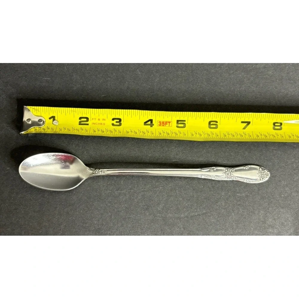 3 Oneida Fenway Iced Tea Spoons Stainless Flatware Floral 7 1/2